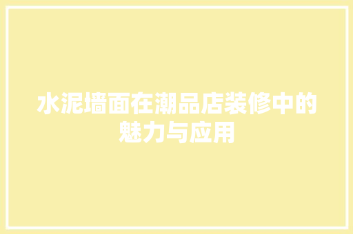 水泥墙面在潮品店装修中的魅力与应用