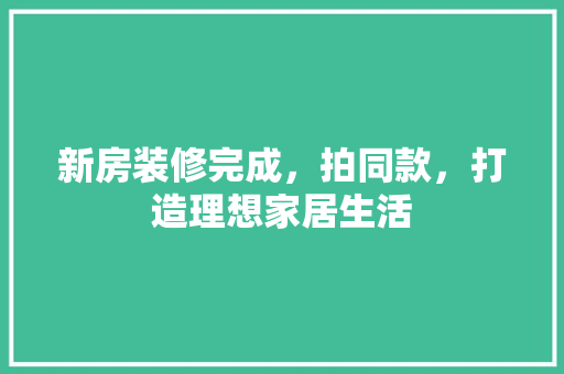 新房装修完成，拍同款，打造理想家居生活