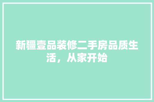 新疆壹品装修二手房品质生活，从家开始