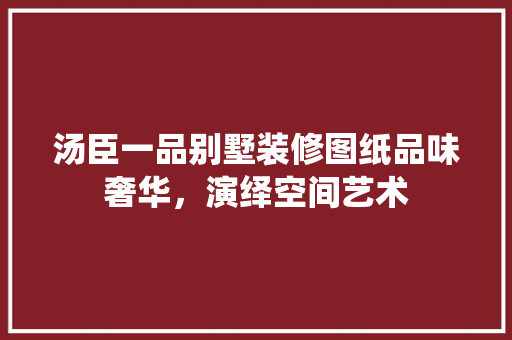 汤臣一品别墅装修图纸品味奢华，演绎空间艺术  第1张