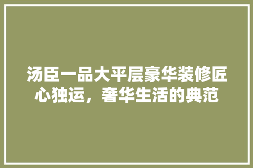 汤臣一品大平层豪华装修匠心独运，奢华生活的典范
