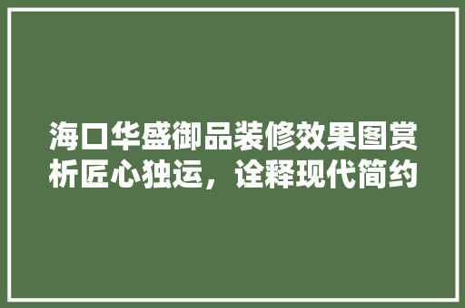 海口华盛御品装修效果图赏析匠心独运，诠释现代简约之美