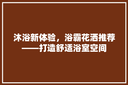 沐浴新体验，浴霸花洒推荐——打造舒适浴室空间