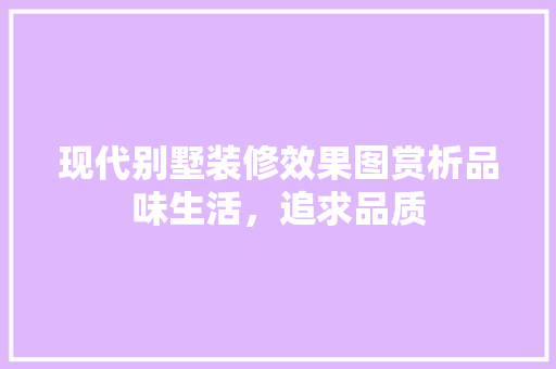 现代别墅装修效果图赏析品味生活，追求品质