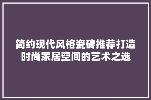 简约现代风格瓷砖推荐打造时尚家居空间的艺术之选