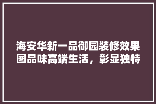 海安华新一品御园装修效果图品味高端生活，彰显独特气质