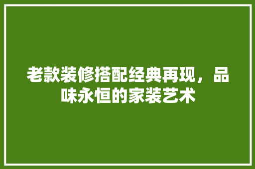 老款装修搭配经典再现，品味永恒的家装艺术