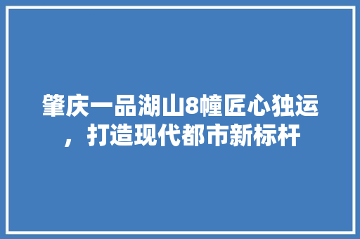 肇庆一品湖山8幢匠心独运，打造现代都市新标杆