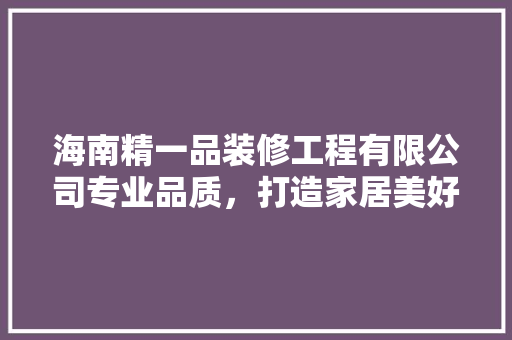 海南精一品装修工程有限公司专业品质，打造家居美好新生活
