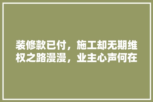 装修款已付，施工却无期维权之路漫漫，业主心声何在
