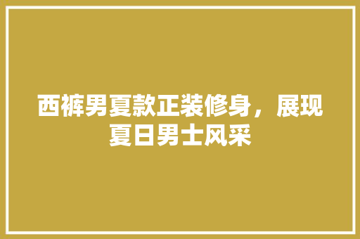西裤男夏款正装修身，展现夏日男士风采