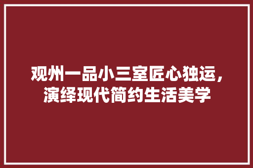 观州一品小三室匠心独运，演绎现代简约生活美学