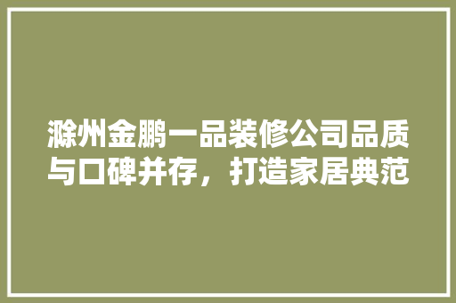 滁州金鹏一品装修公司品质与口碑并存，打造家居典范
