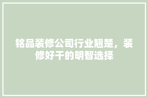 铭品装修公司行业翘楚，装修好干的明智选择