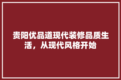 贵阳优品道现代装修品质生活，从现代风格开始