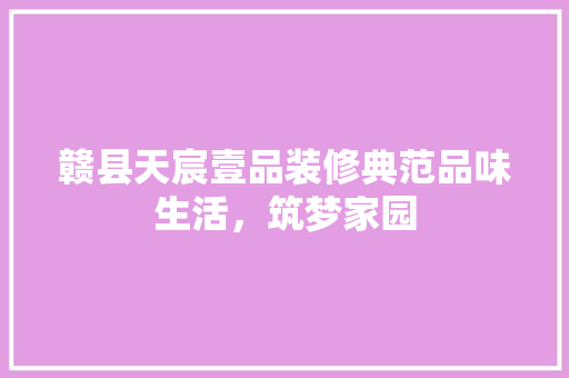 赣县天宸壹品装修典范品味生活，筑梦家园