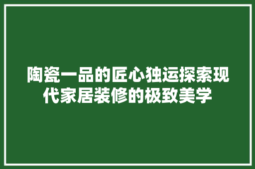陶瓷一品的匠心独运探索现代家居装修的极致美学