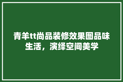 青羊tt尚品装修效果图品味生活，演绎空间美学
