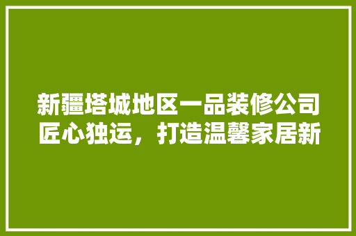 新疆塔城地区一品装修公司匠心独运，打造温馨家居新篇章