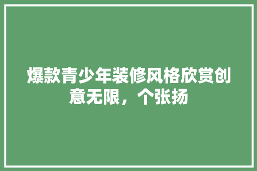 爆款青少年装修风格欣赏创意无限，个张扬