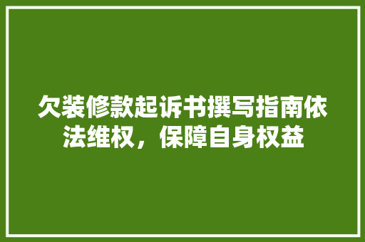 欠装修款起诉书撰写指南依法维权，保障自身权益