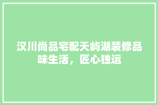 汉川尚品宅配天屿湖装修品味生活，匠心独运