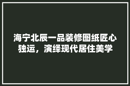 海宁北辰一品装修图纸匠心独运，演绎现代居住美学
