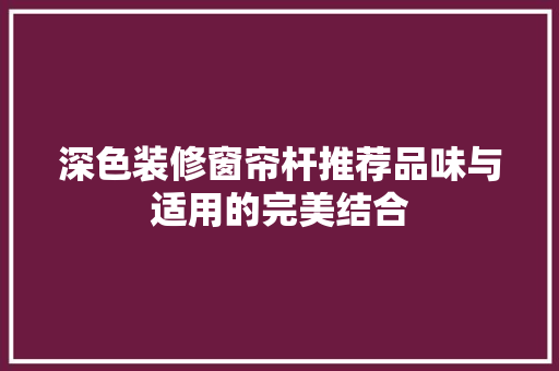 深色装修窗帘杆推荐品味与适用的完美结合