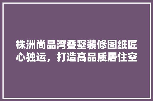 株洲尚品湾叠墅装修图纸匠心独运，打造高品质居住空间