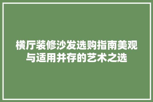 横厅装修沙发选购指南美观与适用并存的艺术之选