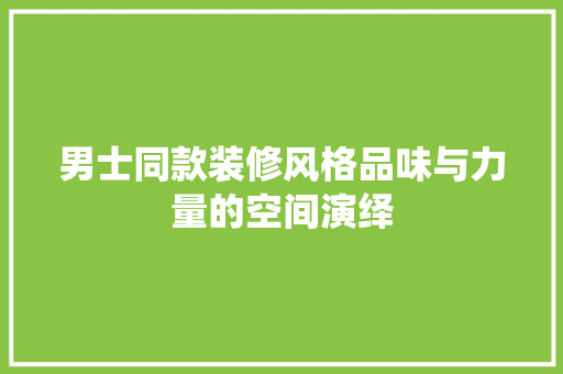 男士同款装修风格品味与力量的空间演绎