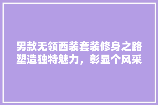 男款无领西装套装修身之路塑造独特魅力，彰显个风采
