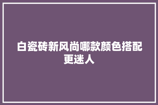 白瓷砖新风尚哪款颜色搭配更迷人