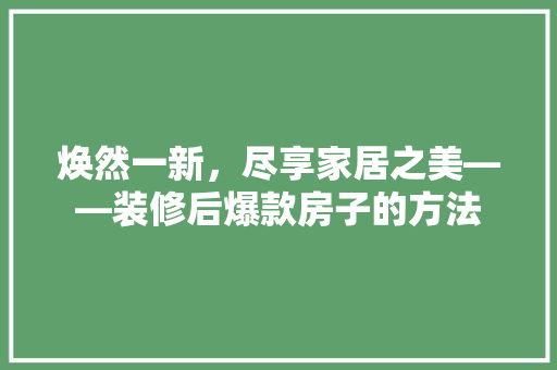 焕然一新，尽享家居之美——装修后爆款房子的方法