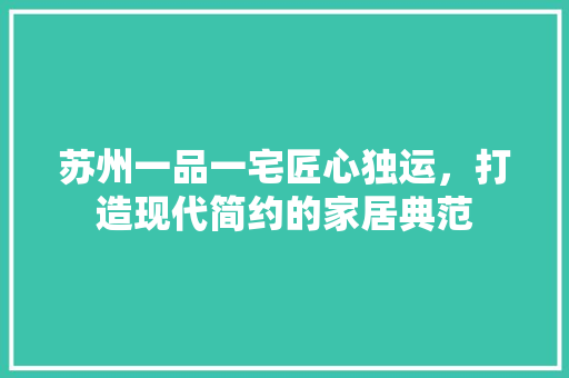 苏州一品一宅匠心独运，打造现代简约的家居典范