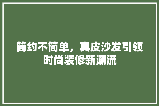简约不简单，真皮沙发引领时尚装修新潮流