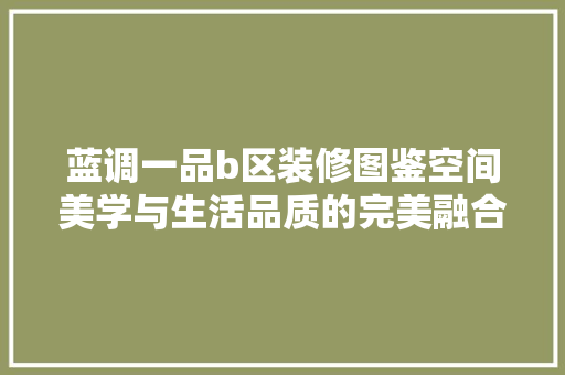 蓝调一品b区装修图鉴空间美学与生活品质的完美融合