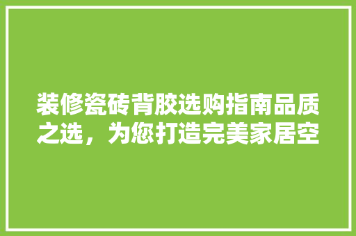 装修瓷砖背胶选购指南品质之选，为您打造完美家居空间