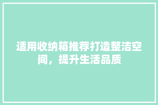 适用收纳箱推荐打造整洁空间，提升生活品质