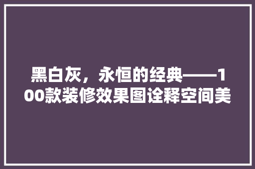 黑白灰，永恒的经典——100款装修效果图诠释空间美学