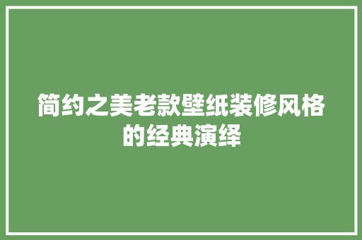 简约之美老款壁纸装修风格的经典演绎