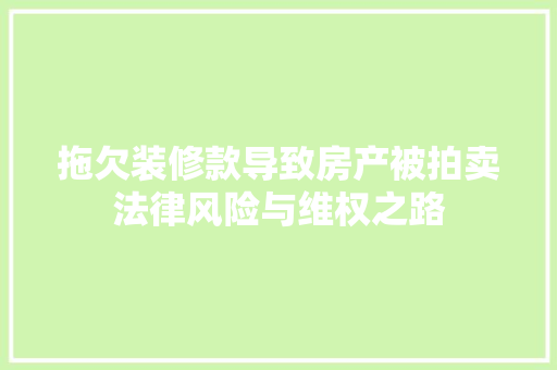 拖欠装修款导致房产被拍卖法律风险与维权之路