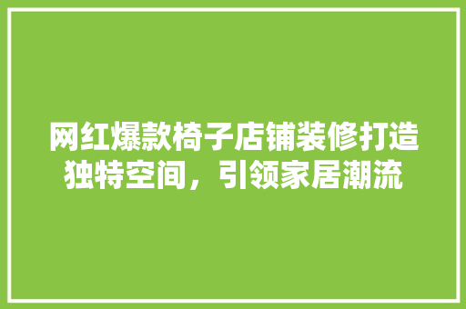 网红爆款椅子店铺装修打造独特空间，引领家居潮流