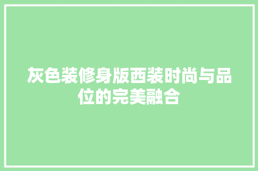 灰色装修身版西装时尚与品位的完美融合