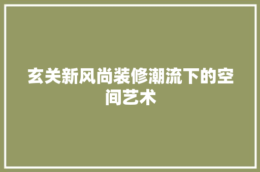玄关新风尚装修潮流下的空间艺术