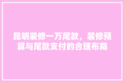 昆明装修一万尾款，装修预算与尾款支付的合理布局