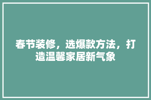 春节装修，选爆款方法，打造温馨家居新气象
