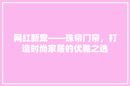 网红新宠——珠帘门帘，打造时尚家居的优雅之选  第1张
