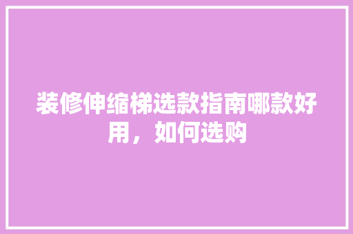 装修伸缩梯选款指南哪款好用，如何选购