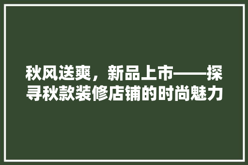 秋风送爽，新品上市——探寻秋款装修店铺的时尚魅力